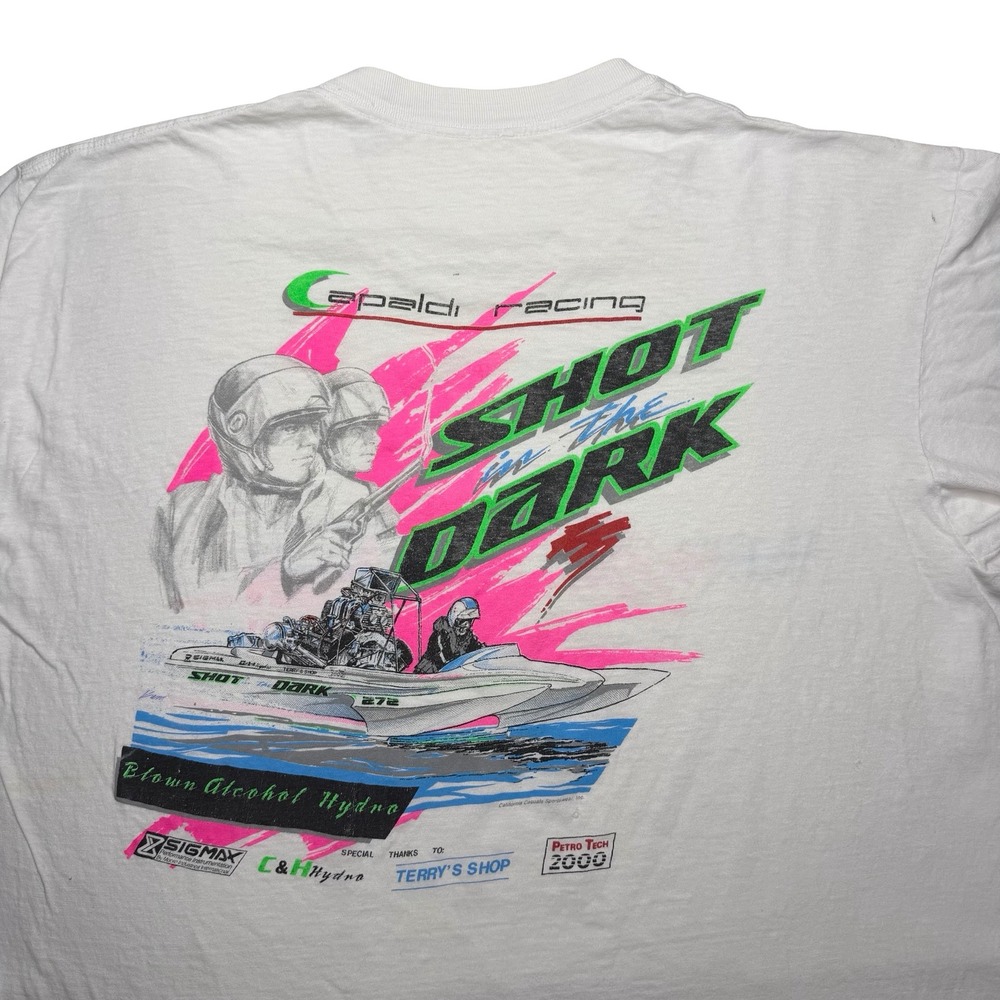 Vintage 80s Capaldi x Shot Dark x Blown Alcohol Hydro drag boat racing‎ XL